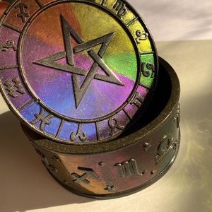 Rainbow pentagram astrological sign jewelry box